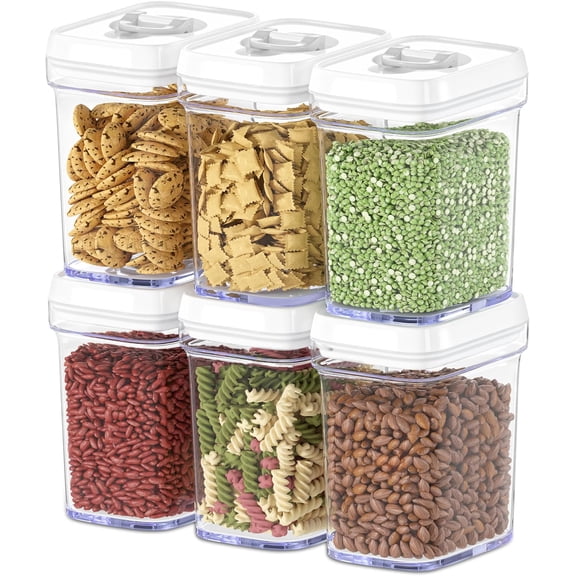 Airtight Food Storage Containers 1 Liter 6 Pack Clear Plastic Pantry Organization BPA Free