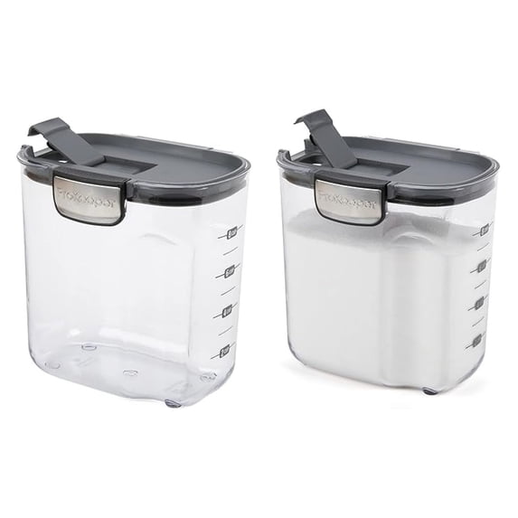 Airtight Food Storage Containers, 2-Piece Set - ProKeeper+ Baker's Kitchen Organization for Sugar, 2.5 Quart - Clear Plastic Canister with Magnetic Accessories