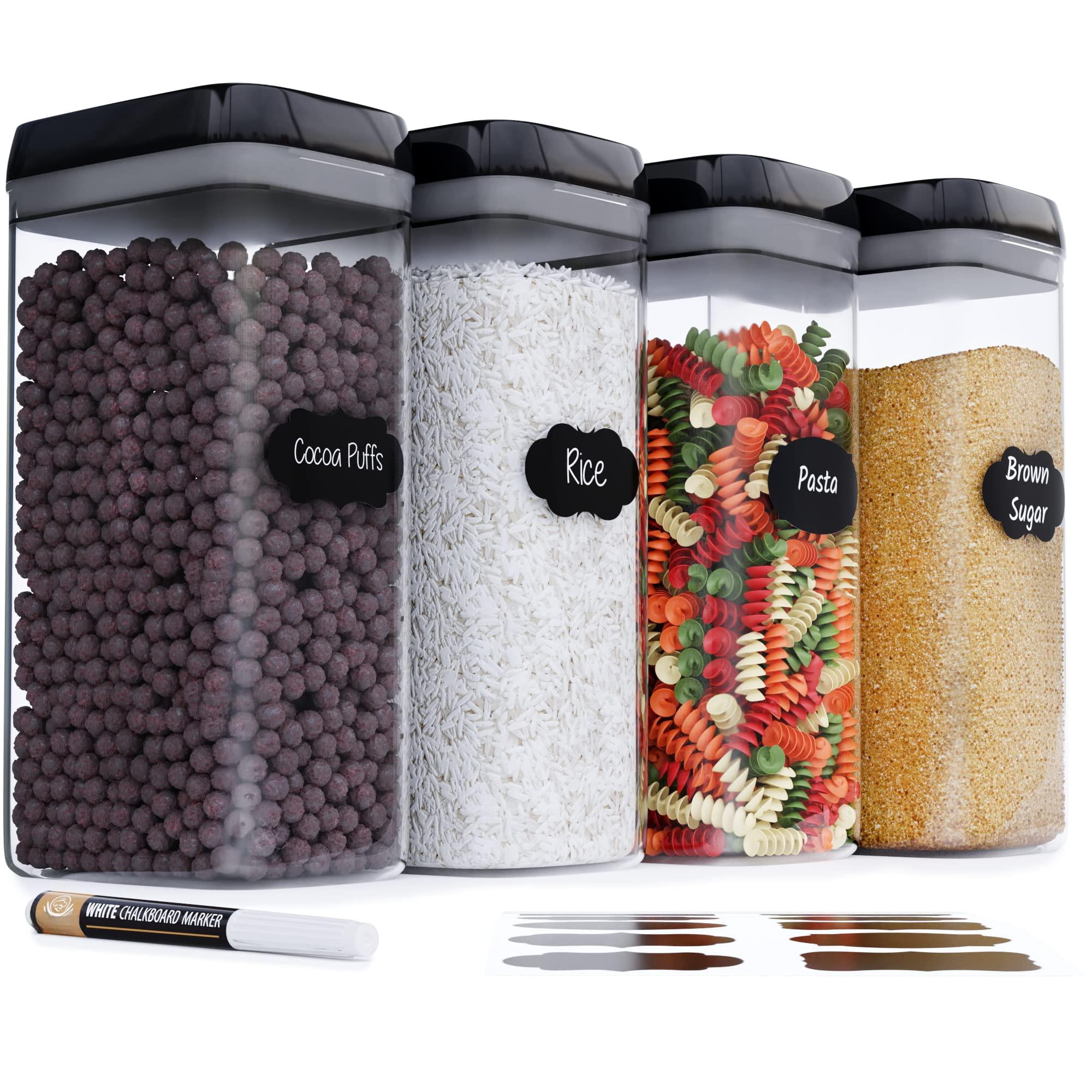 Airtight Food Storage Containers 4 Pack - 3.2l Capacity Kitchen Pantry Organization