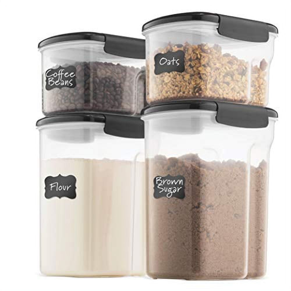 DWËLLZA KITCHEN Airtight Food Storage Containers - Pantry Snacks Kitchen  Container, Baking Supplies, 4LB Sugar & Flour Canister - 4 Pc Set All Same
