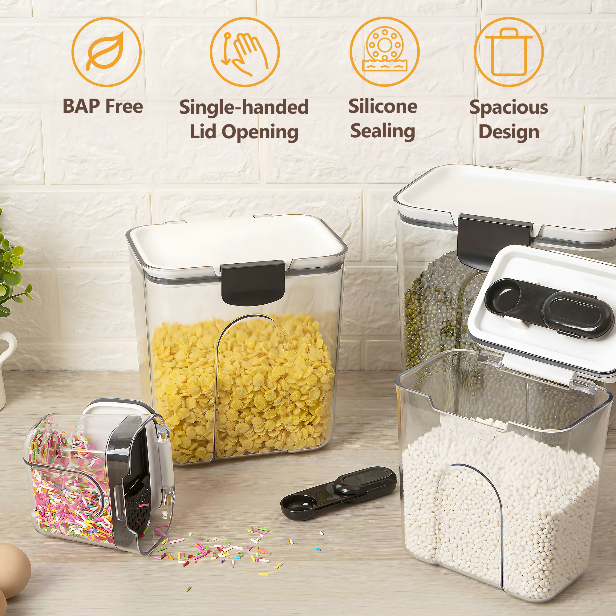 Airtight Food Storage Containers 4 Pcs,BPA Free Plastic Containers with