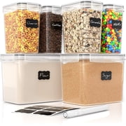 Airtight Food Storage Containers - 6 Piece BPA Free Flour Container and Sugar Container Set. These Containers are Perfect for Flour and Sugar Storage. Includes Free Labels and Marker