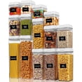 thumbnail image 1 of Airtight Food Storage Containers, 7-Piece BPA-Free Plastic Cereal Storage Jars with Easy-Lock Lids for Kitchen Pantry Organization, 24 Labels, White, 1 of 7