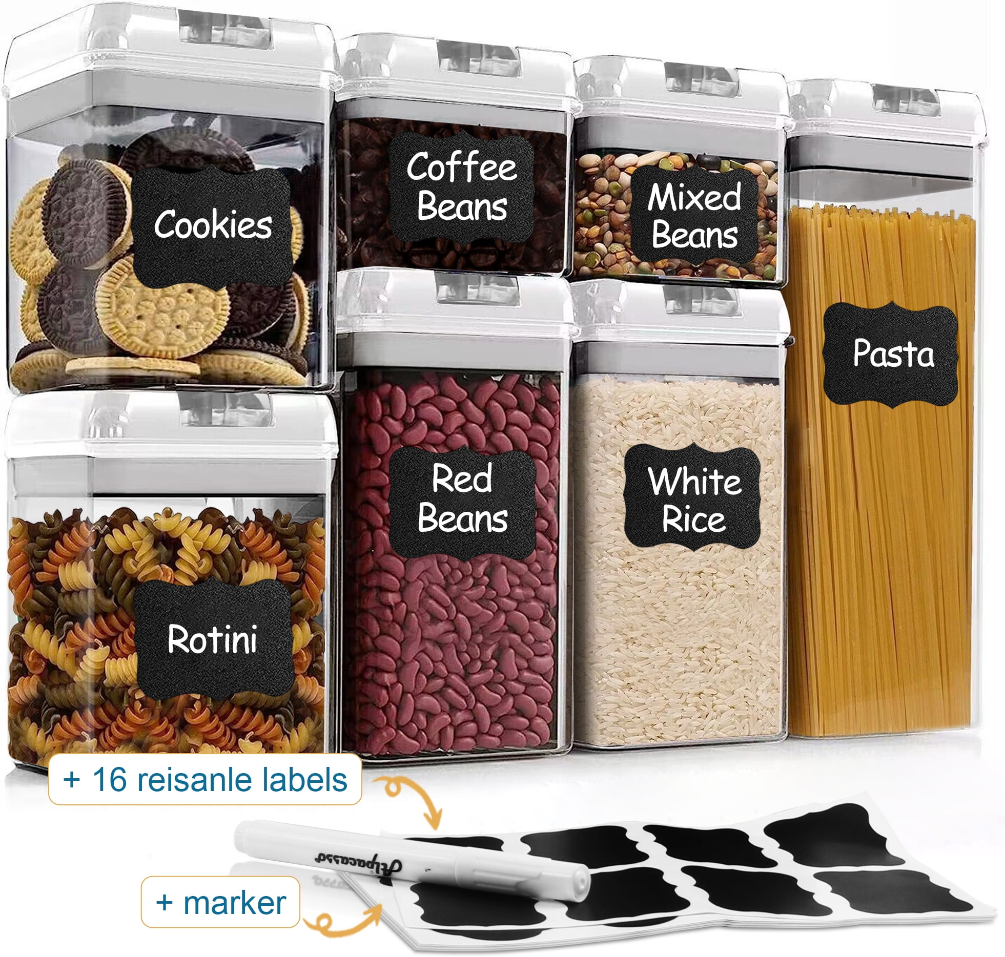 Airtight Food Storage Containers, 7 Pieces BPA Free Plastic