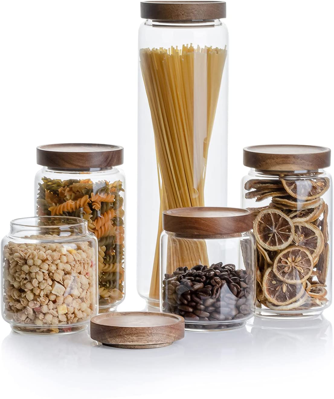 Airtight Food Storage Containers with Bamboo lids set of 5, Stackable