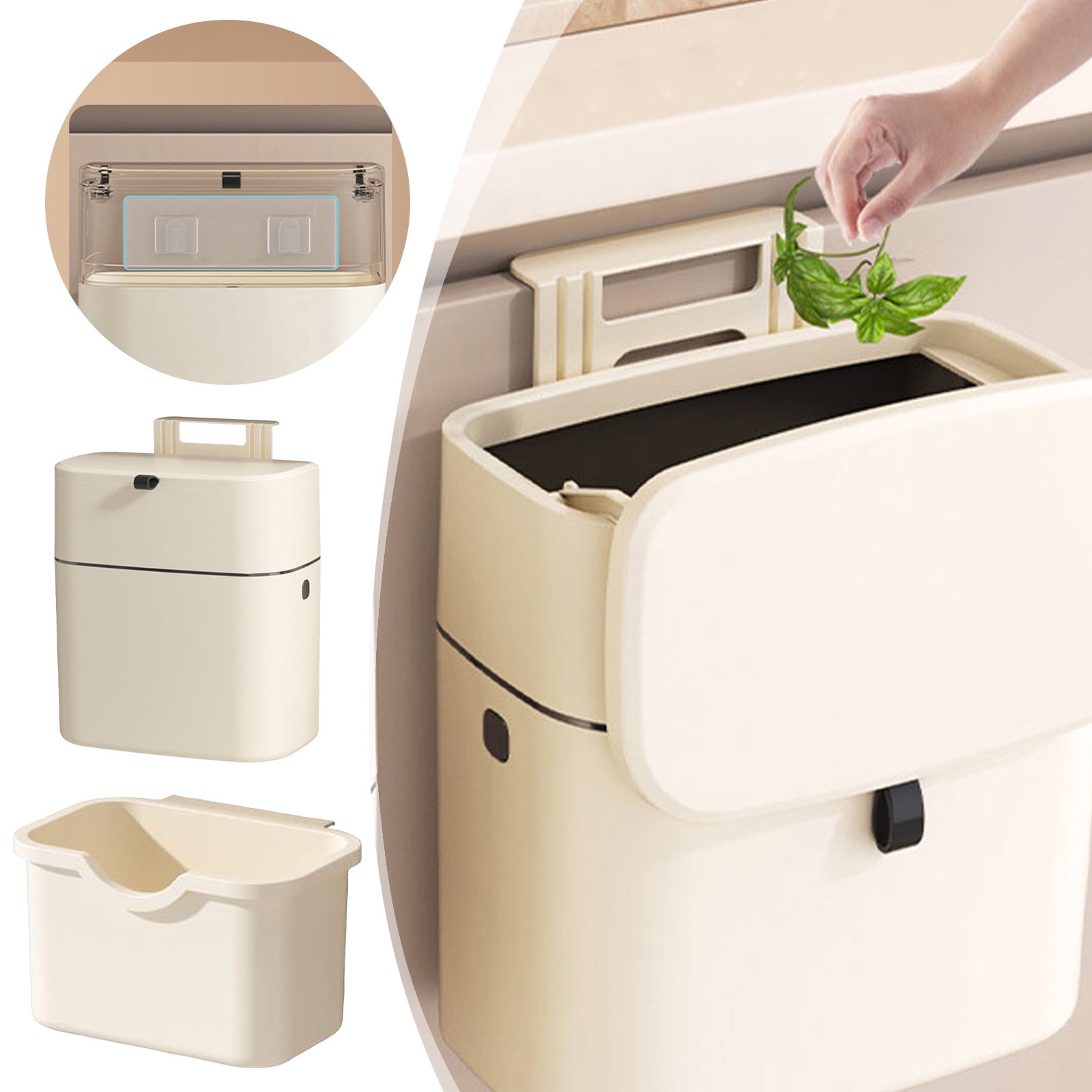 Airtight Food Storage Containers Glass Compost Kitchen Garbage Can 12L Wall Mounted Under Small