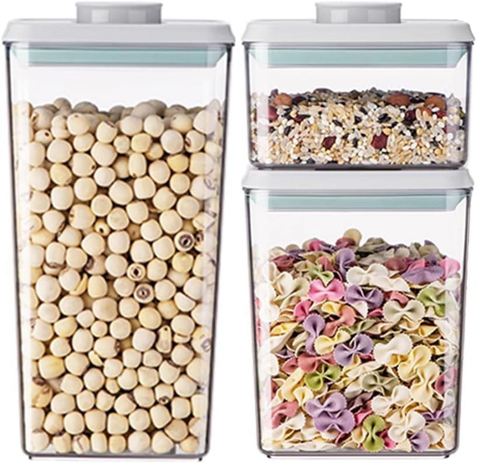 Airtight Food Storage Containers with Lids- 3 Pcs Stackable One Button ...
