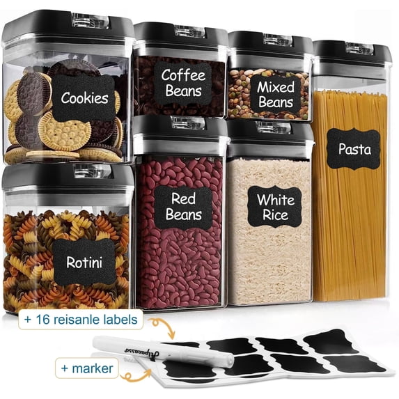 Airtight Food Storage Containers With Lids, 7 PCS BPA Free Kitchen ...