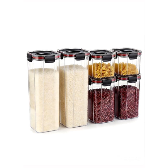 Airtight Food Storage Containers with Lids - Furein 6Ppcs Plastic Kitchen & Pantry Organizers Canister Set for Flour, Sugar, Dry Food | BPA-Free Kitchen Storage Containers