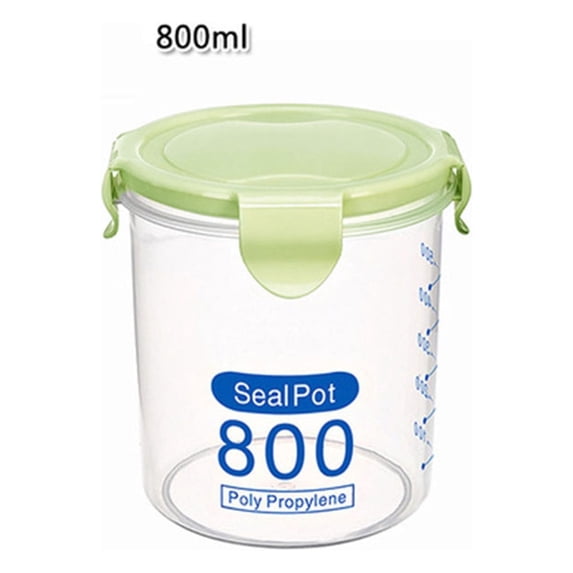 Airtight Food Storage Containers With Lids,Plastic Kitchen and Pantry Organization Canisters,Round Kitchen Storage Jars Containers for Cereal, Dry Food, Coffee,Rice,Snack,(Green,800 ML)