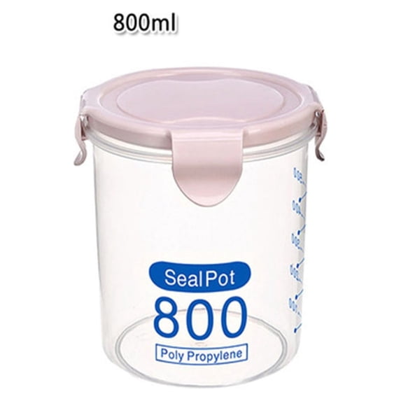 Airtight Food Storage Containers With Lids,Plastic Kitchen and Pantry Organization Canisters,Round Kitchen Storage Jars Containers for Cereal, Dry Food, Coffee,Rice,Snack,(Pink,800 ML)