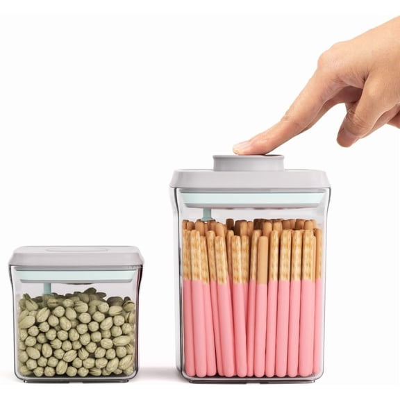 Airtight Food Storage Containers with Lids, Pop Top Kitchen Pantry Organizers and Storage, BPA-Free Clear Plastic Canisters for Cereal, Flour, Sugar, Rice, and Baking Supplies, 1.5Qt & 0.5Qt