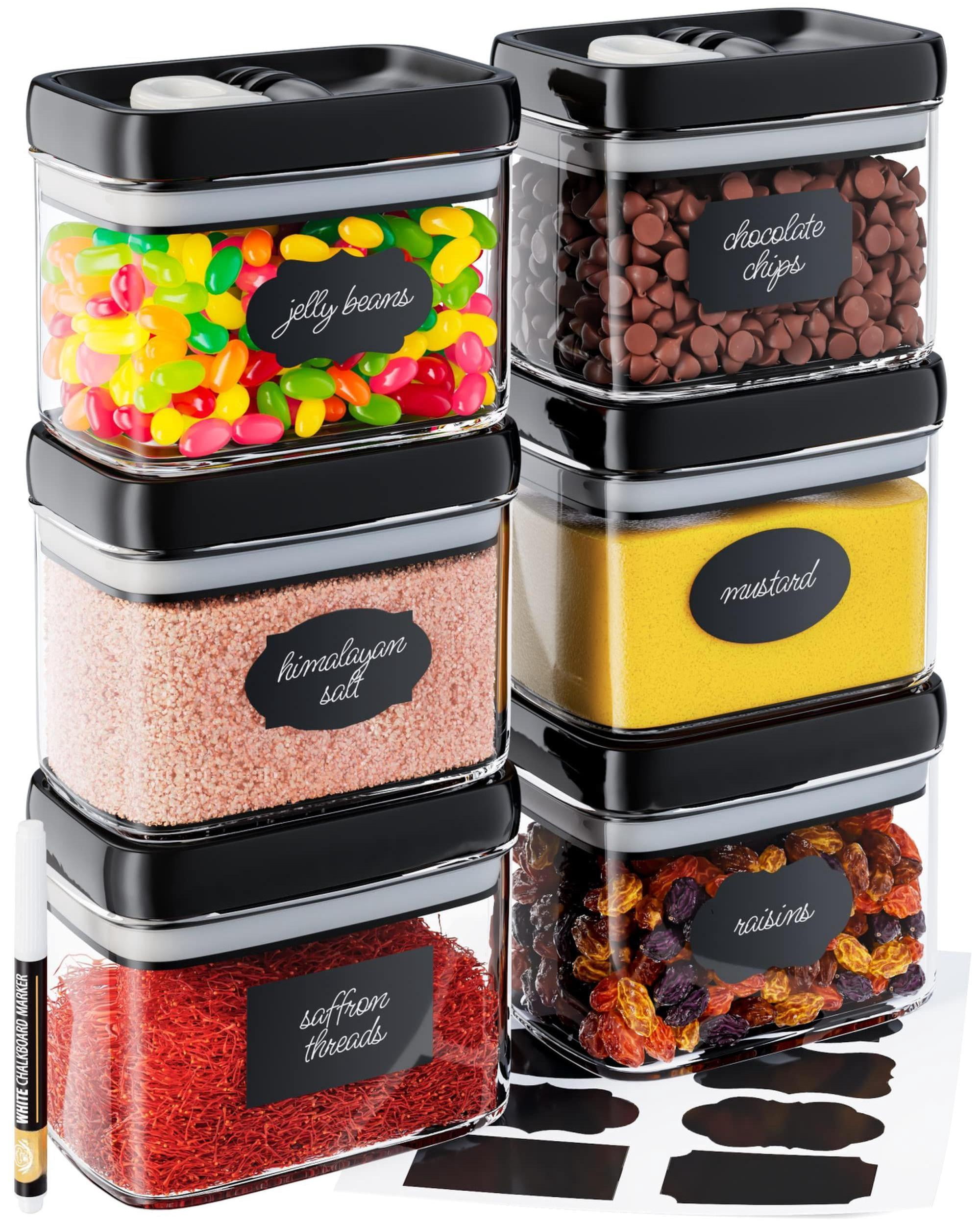 Airtight Food Storage Containers Pack of 6 - 1.0l Kitchen Pantry Canisters
