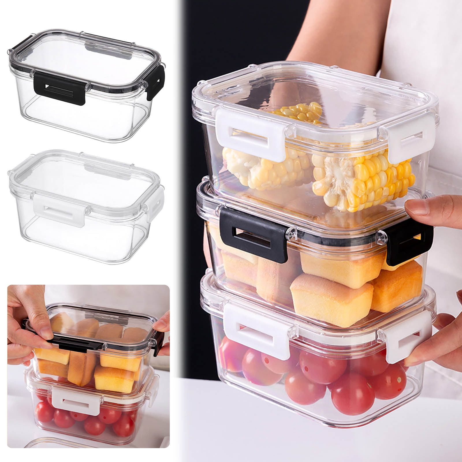 Airtight Food Storage Containers Plastic Rectangular Kitchen Organizer ...