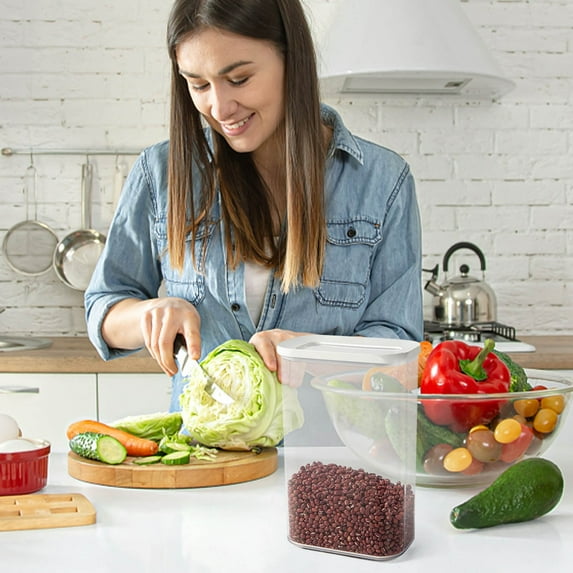 Airtight Food Storage Containers Set | 1-Piece Stackable Kitchen Canisters for Flour, Sugar, Snacks & Grains | Transparent Plastic with Locking Lids | 2000ml