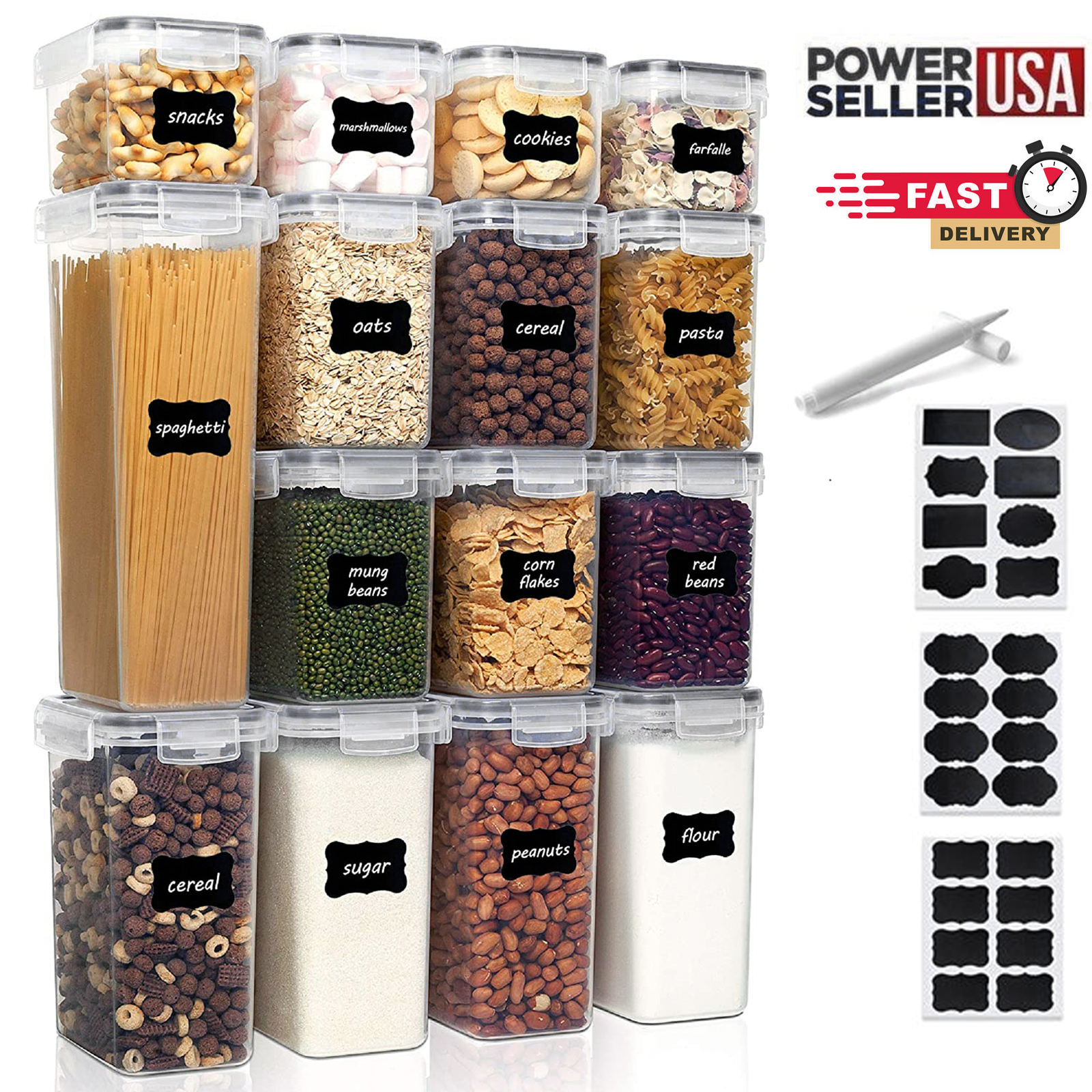 12piece airtight food storage containers with lids bpa free plastic