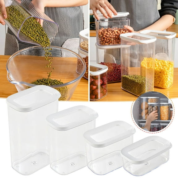 Airtight Food Storage Containers Set of 4, Plastic Kitchen Pantry Organization with Locking Lids for Flour, Sugar, Rice, Cereal, Snacks, Stackable & Space Saving for Home and Kitchen Use