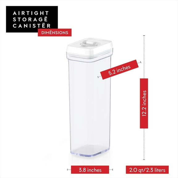 Airtight Food Storage Containers Set - 7 PC Set - For Kitchen Pantry Organization and Storage - BPA-Free - Clear Plastic Canisters for Spaghetti, Noodles, Pasta, Snacks & Much More