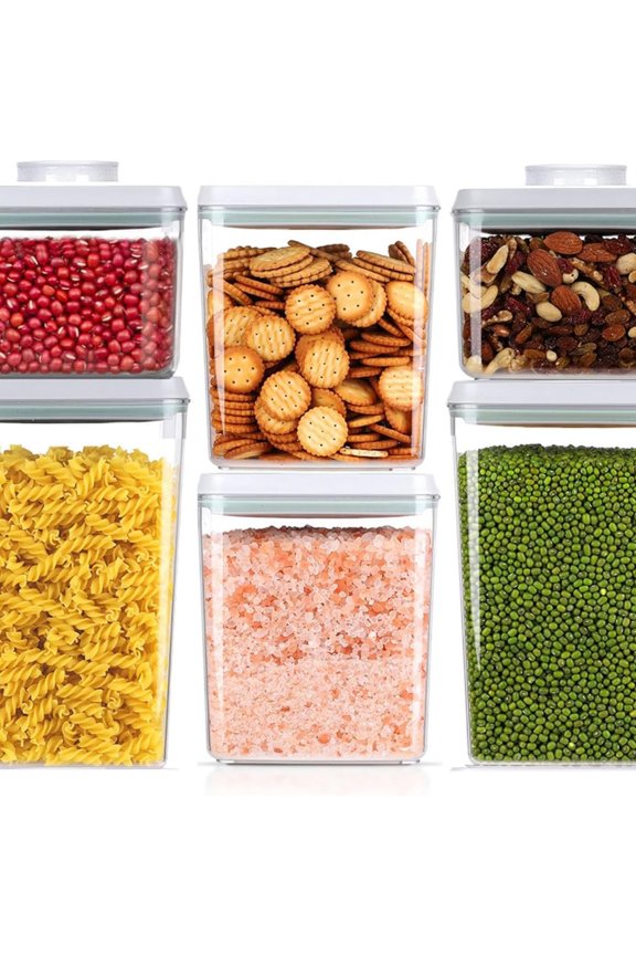 Airtight Food Storage Containers Set with Lids, 6 Pcs Stackable One Button Opening Food Containers Kitchen Pantry Organization and Storage,  Stackable Cereal Container (0.5, 1.2, 1.8qt)*2