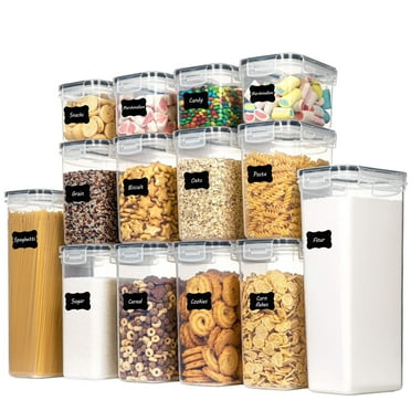 Vtopmart Airtight Food Storage Containers Set, Vtopmart 14pcs Plastic Kitchen and Pantry Organization Canisters, Black