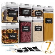 Airtight Food Storage Containers White, 7Pcs Plastic Cereal Containers with Easy Lock Lids for Kitchen Pantry, Organization and Storage, BPA Free - Kosbon