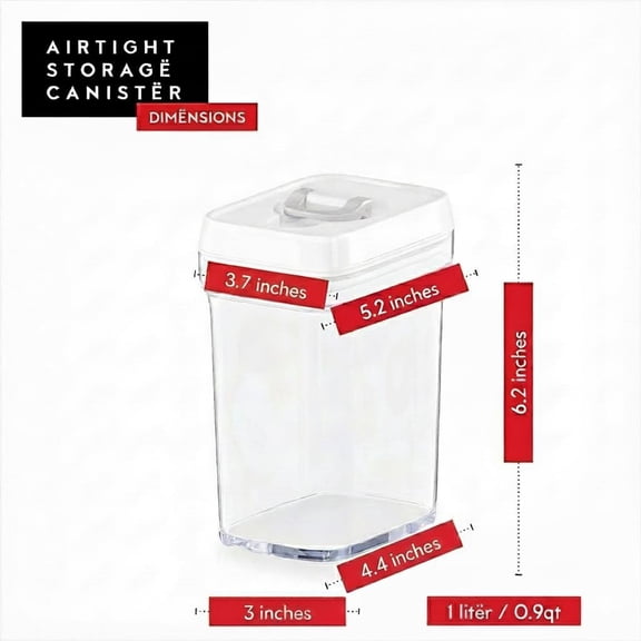 Airtight Food Storage Containers for Pantry With White Lids – 6 Pack