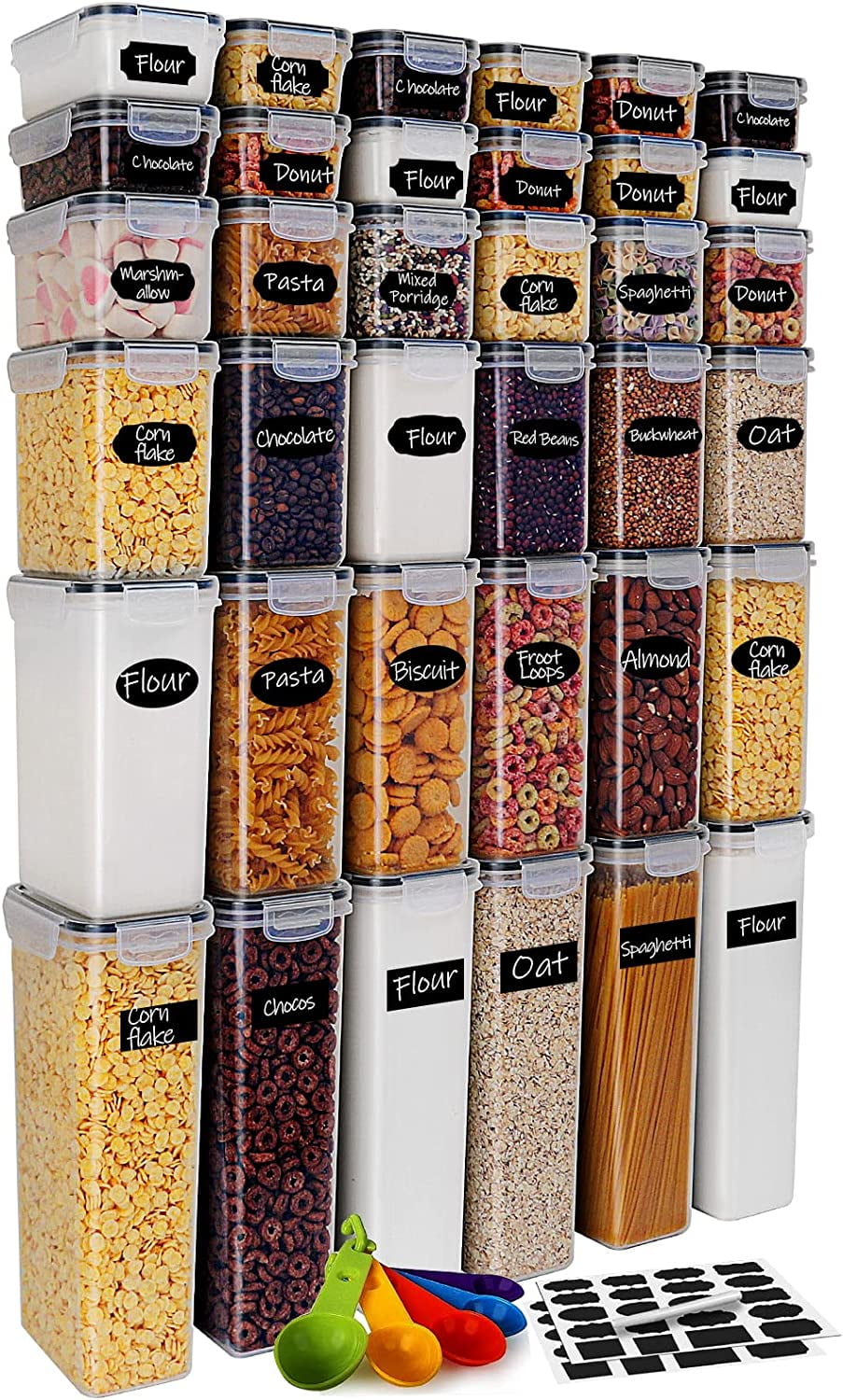 Airtight Food Storage Containers with Lids, 36 Pieces BPA-Free Plastic  Kitchen and Pantry Organization Containers for Cereal, Flour and Sugar 
