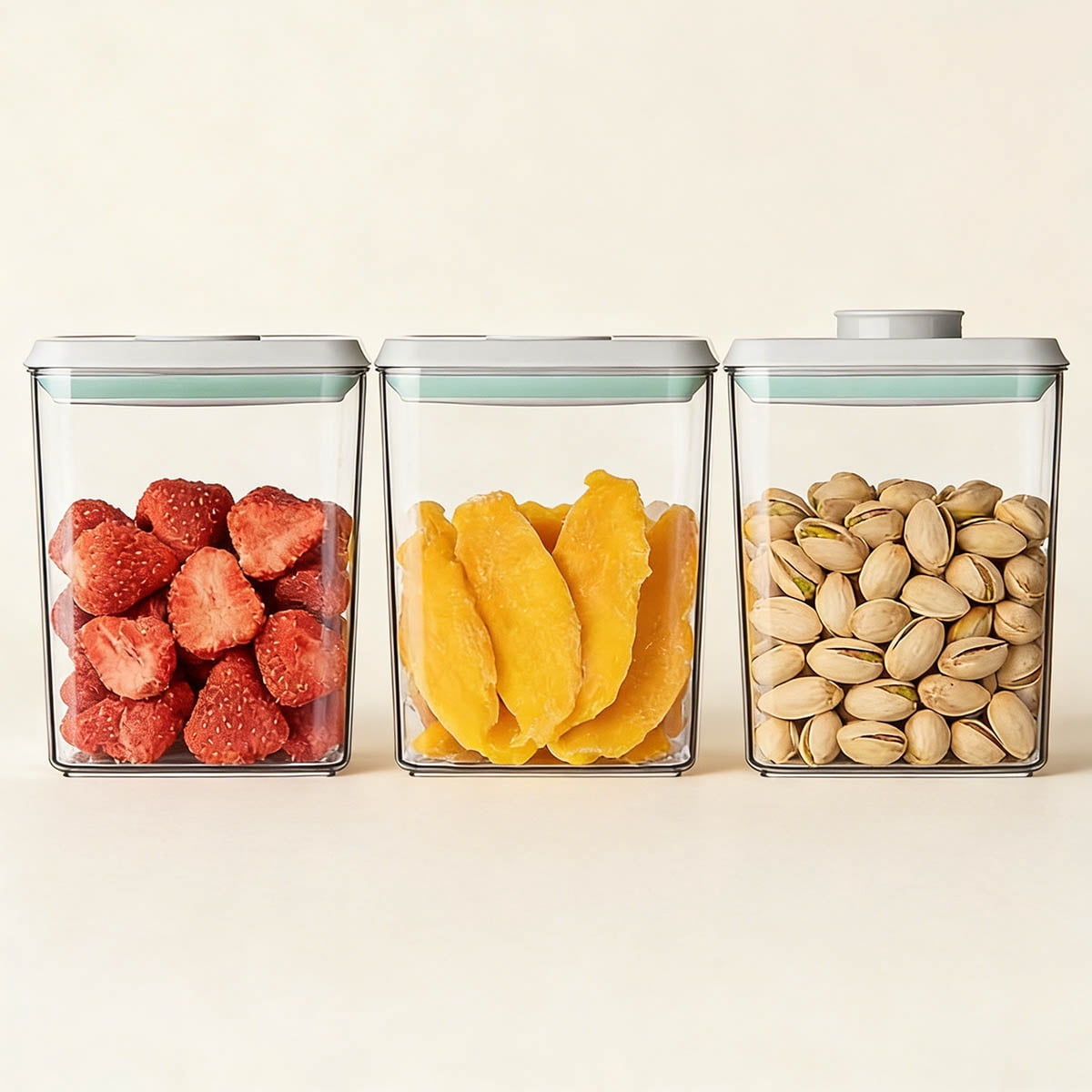 Airtight Food Storage with One-Touch Lid, Stackable Durable PET for ...