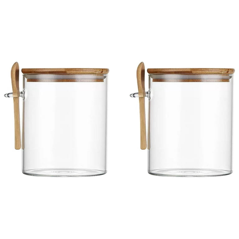 Airtight Glass Jars Candy Large Capacity Glass Jar with Lids and Spoons,Kitchen Food Container, Size: 2pcs