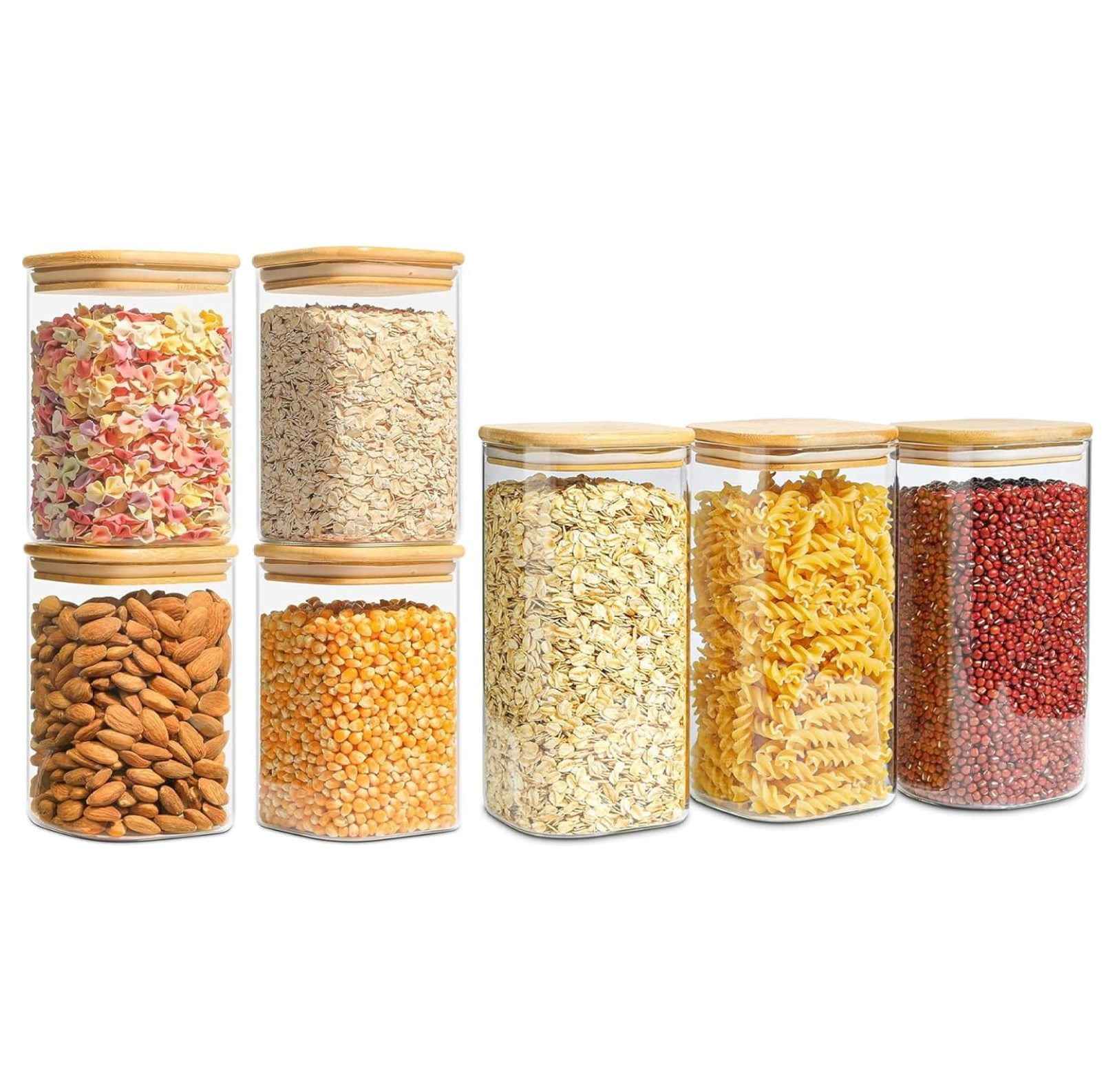 Airtight Glass Storage Canister with Lid 50oz Square Glass Storage