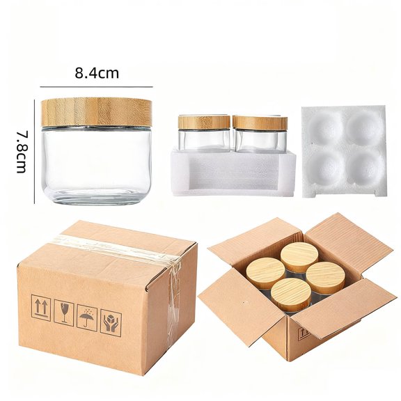 Airtight Glass Storage Jars 4 Pack Wide Mouth Overnight Oats Containers with Lids Meal Prep Jars for Salad Snacks Spices Yogurt Food Pantry Organization Reusable