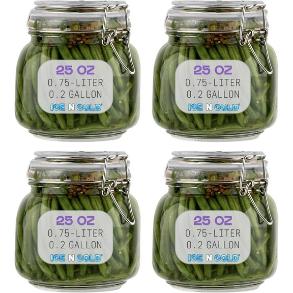 Airtight Glass Storage Jars with Clamp Lid  Food Storage Containers with Rubber Gasket Seal  Pantry & Kitchen Canisters for Dry Goods, Coffee, Sugar, Pasta  0.4L to 2.2L Sizes (4, 25oz | 0.75L)