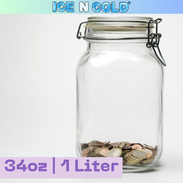 Airtight Glass Storage Jars with Clamp Lid – Food Storage Containers with Rubber Gasket Seal – Pantry & Kitchen Canisters for Dry Goods, Coffee, Sugar, Pasta – 0.4L to 2.2L Sizes (6, 34oz | 1L)
