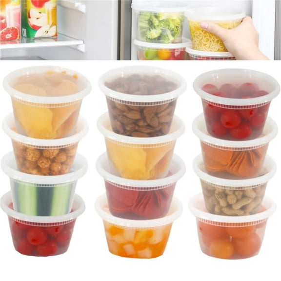 Airtight Leakproof Deli Containers for Fridge,Round Disposable Takeout Box,Food Storage Containers with Tight Lids,Leakproof Plastic Soup Bowls,Household Kithcne Meal Prep Box 16oz 12Pcs