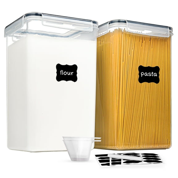 Vtopmart Airtight  Storage Canisters for Flour, Sugar, 2 Pcs Large Food Storage Containers, 6.5L /219.79fl oz