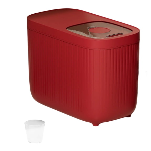 Airtight Pet Food Storage Container 15kg Large Capacity Sealed Dry Food Bin with Lid Cat Dog Food Container for Rice Flour Cereal Kitchen Pantry Organization Red