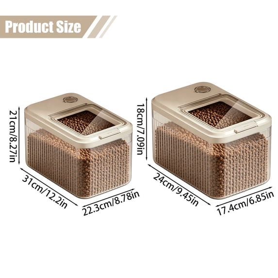 Airtight Pet Food Storage Container - 20lb Transparent Dog and Cat Food Bin with Scoop Top - Clear