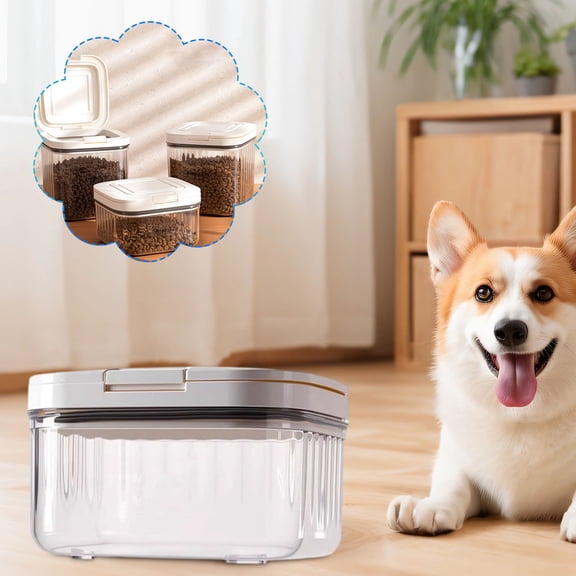 Airtight Pet Food Storage Container - Clear Sealed Bucket for Cat/Dog Food, Treats & Dry Goods