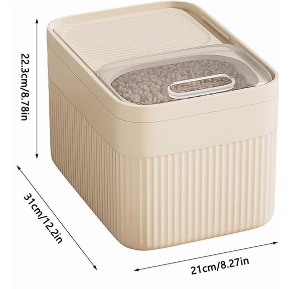 Airtight Pet Food Storage Container, Food Grade Safe Material, Sealed Fresh Keeping Bin With Measuring Cup, Large Capacity Grain Organizer for Dog Cat Dry Food Snacks Kitchen Grain Storage