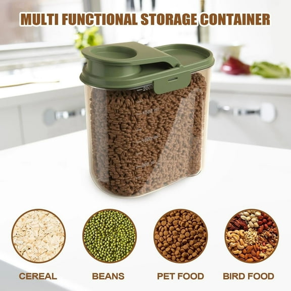 Airtight Pet Food Storage Container Up to 4.4 Lbs Food Pantry Sealed Container For Kitchen Dog Cat and Other Pet Food Storage Bin with Measuring Cup