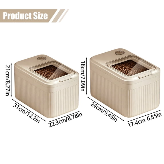 Airtight Pet Food Storage Container with Lid,For Dog Cat Pet Food Storage Bin Keep Fresh Easy Clean Up, Beige2