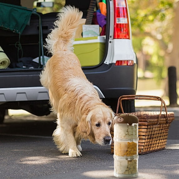 Airtight Pet Food Storage Jar Stackable Dog Treat Container with Handle Portable Cute Bear Shaped Pet Snack Bottle for Walking Camping Road Trip