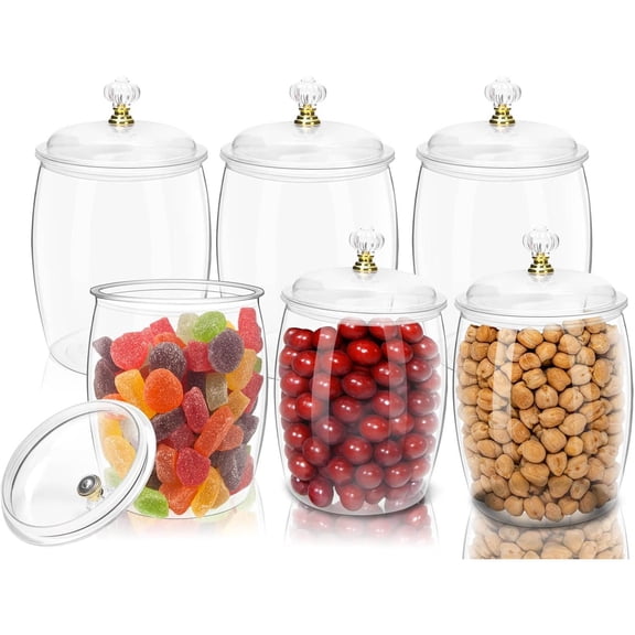 Airtight Plastic Candy Jars with Locks, Clear Cookie & Snack Storage Containers - Leakproof, Kitchen Pantry Organization