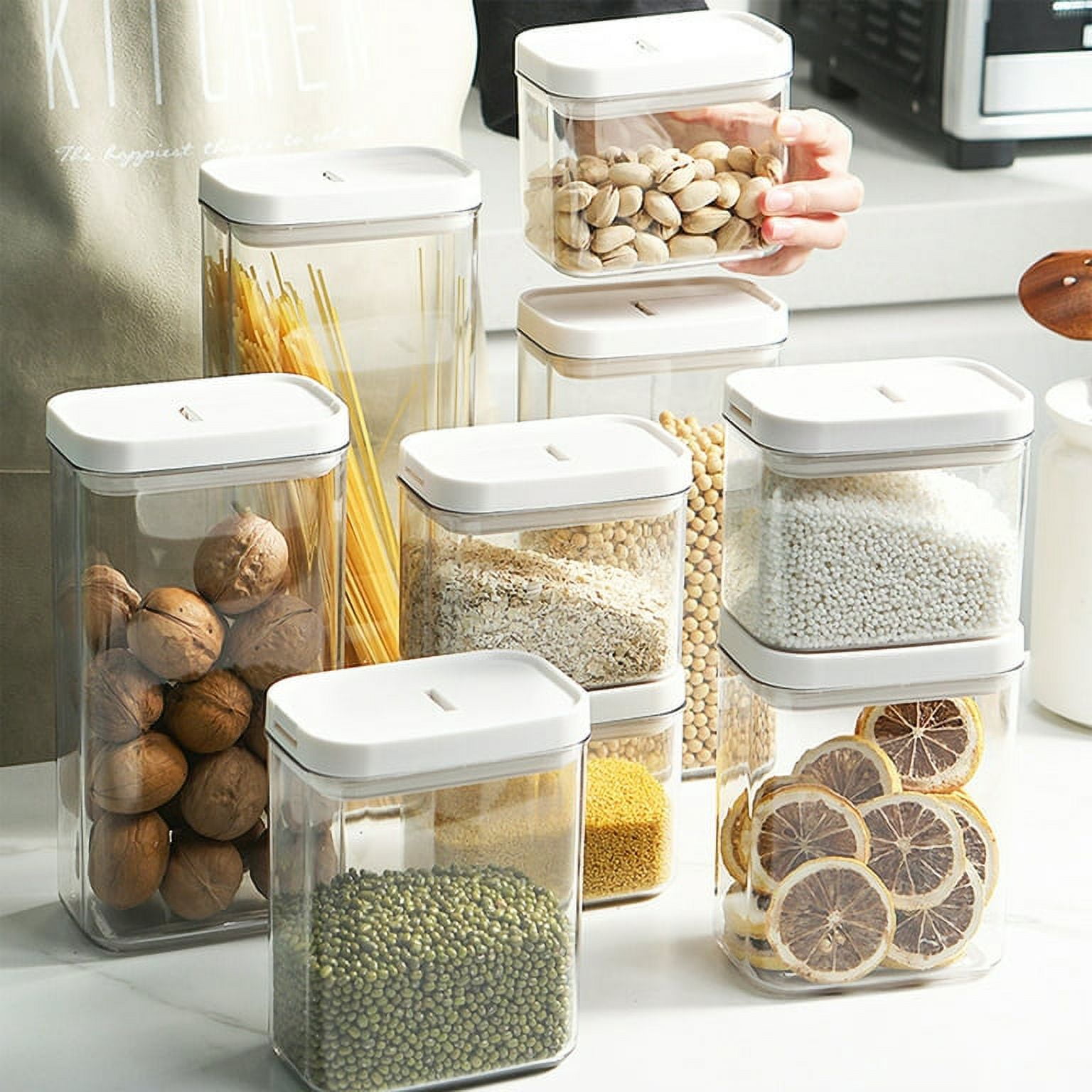 DWËLLZA KITCHEN Airtight Food Storage Containers with Lids – 6 Pieces All  Same Size - Pantry Container for Spices, Candy, Nuts, Coffee and Tea, Clear