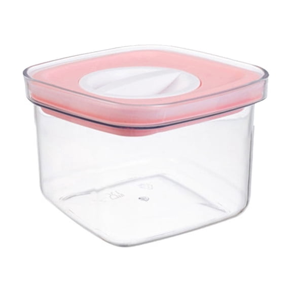 Airtight Plastic Food Storage Containers with Flip Rotating Lid, Stackable Clear Pantry Canister for Grain, Cereal, Pasta, Dry Beans, 3 Color Lid Options,0.6L.