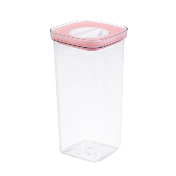 Airtight Plastic Food Storage Containers with Flip Rotating Lid, Stackable Clear Pantry Canister for Grain, Cereal, Pasta, Dry Beans, 3 Color Lid Options,2L