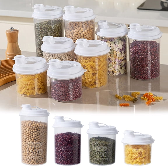 Airtight Plastic Storage Jars, Moisture-proof Sealed Bottles, Reusable Kitchen Dispensing Containers for Dry Food, Grains, Spices and Household Storage