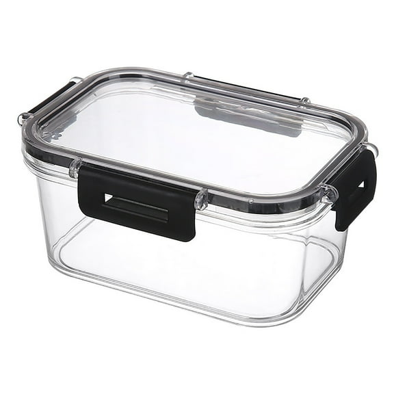 Airtight Rectangular Plastic Refrigerator Storage Box Thickened Kitchen Food Preservation Container Organizer (Black)