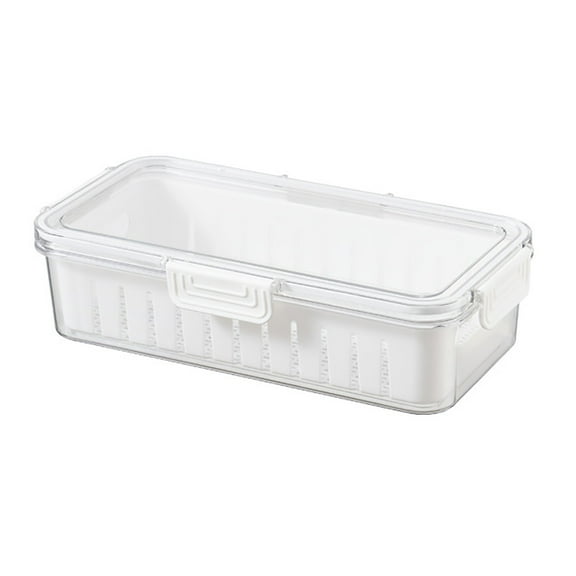 Airtight Refrigerator Storage Containers with Filter Lid and Stackable Design Leak-Proof Fresh Keeping Box for Fruits Vegetables Seafood Transparent Kitchen Organization Bins for Fridge Freezer