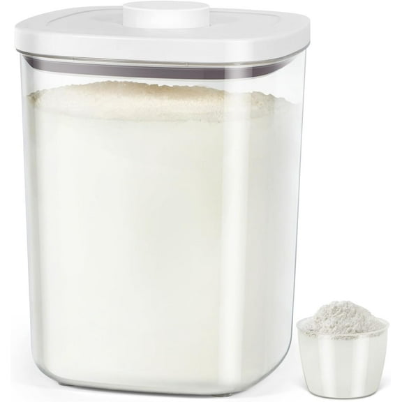 Airtight Rice Container 20 Lbs, Clear PET Plastic Food Storage Container Bin For Flour Sugar, Dry Food Holder with Easy Locking Lid for Kitchen Pantry Organization and Storage